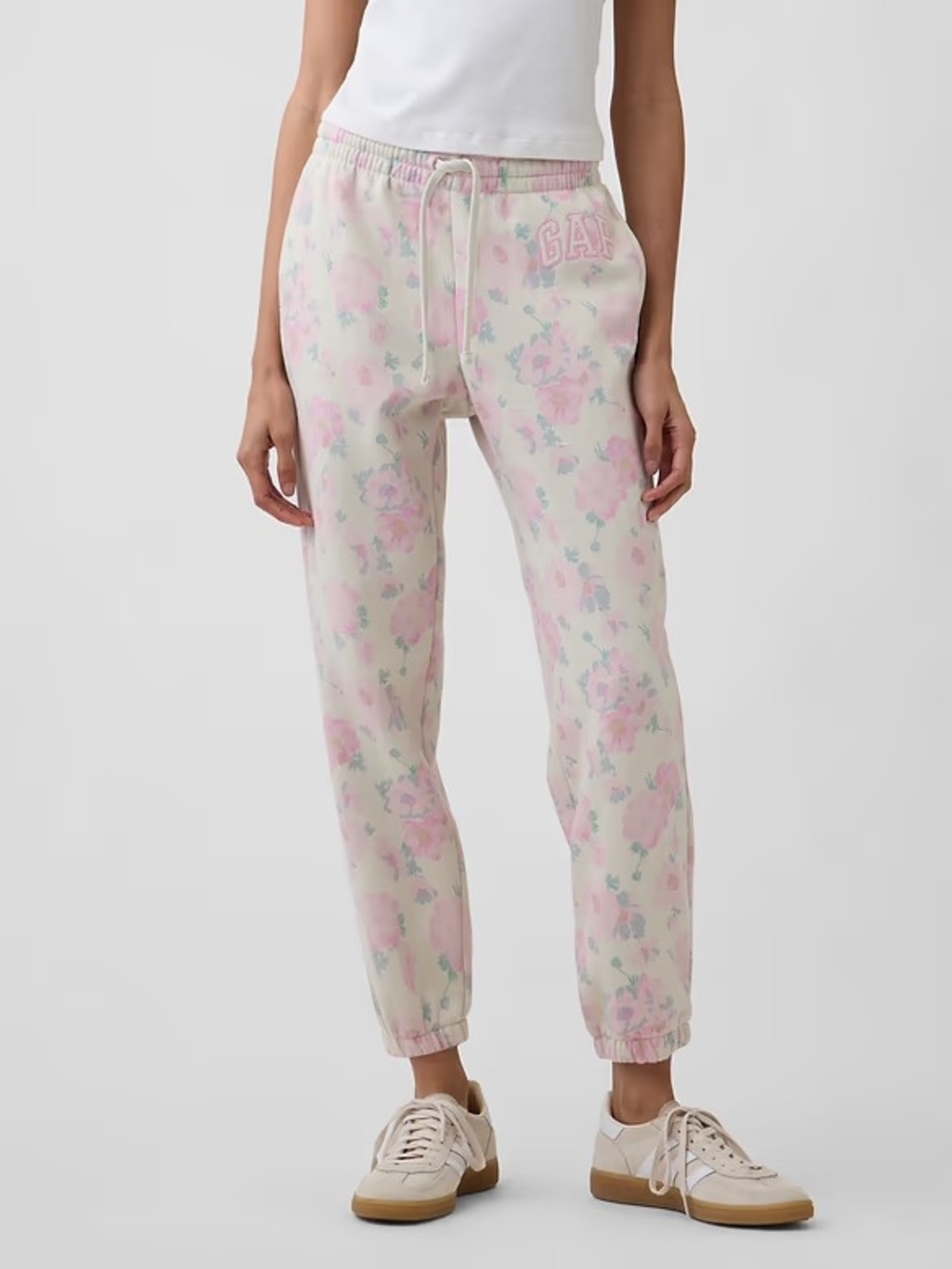 GAP PINK Floral Pastel Drawstring Joggers SZ. M  NWT - Picture 3 of 13